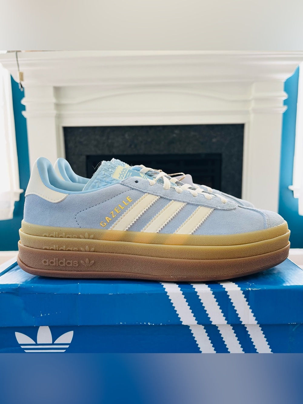 Sz 6.5 adidas Gazelle Bold Sneakers Classic Originals Women Platform Clear Sky